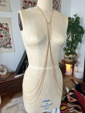 Long Multi-Strand Gold Body Chain